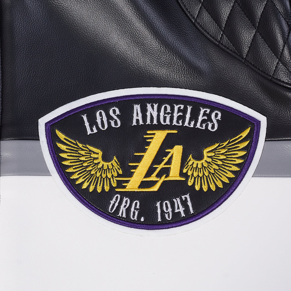 NBA LOS ANGELES LAKERS BORN FOR SPORT MEN'S MOTO JACKET (BLACK/WHITE)