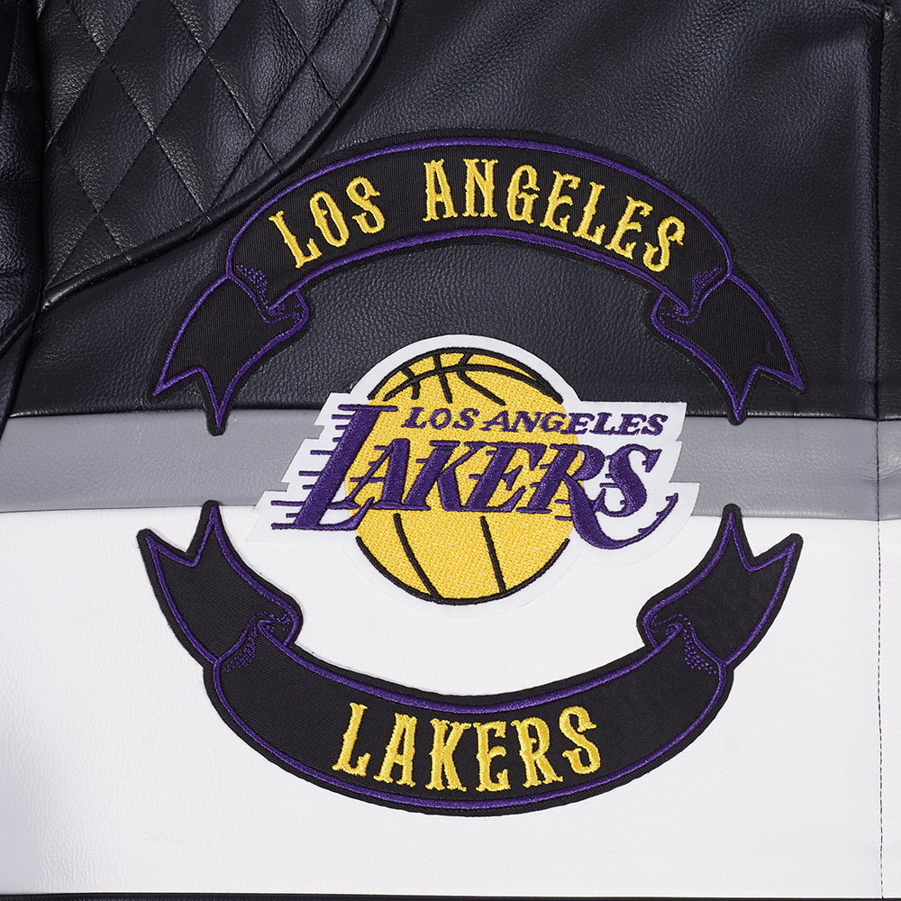 NBA LOS ANGELES LAKERS BORN FOR SPORT MEN'S MOTO JACKET (BLACK/WHITE)