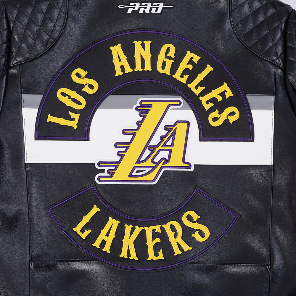 NBA LOS ANGELES LAKERS BORN FOR SPORT MEN'S MOTO JACKET (BLACK/WHITE)