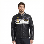 NBA LOS ANGELES LAKERS BORN FOR SPORT MEN'S MOTO JACKET (BLACK/WHITE)