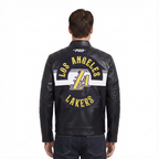 NBA LOS ANGELES LAKERS BORN FOR SPORT MEN'S MOTO JACKET (BLACK/WHITE)