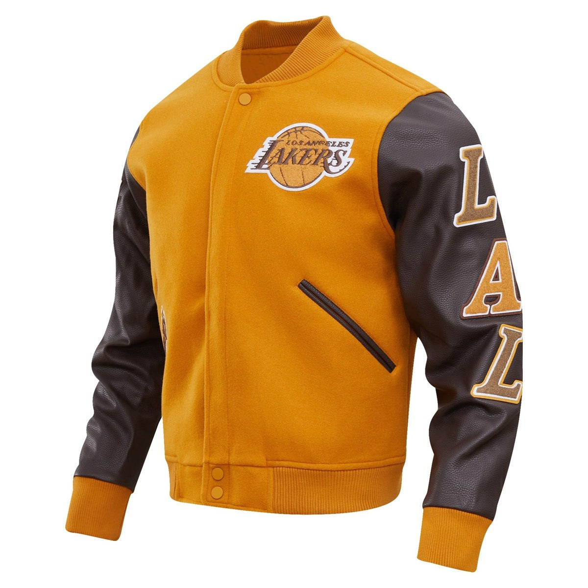 NBA LOS ANGELES LAKERS CLASSIC BLOUSON COLLÉGIAL EN LAINE POUR HOMME (BRUN)