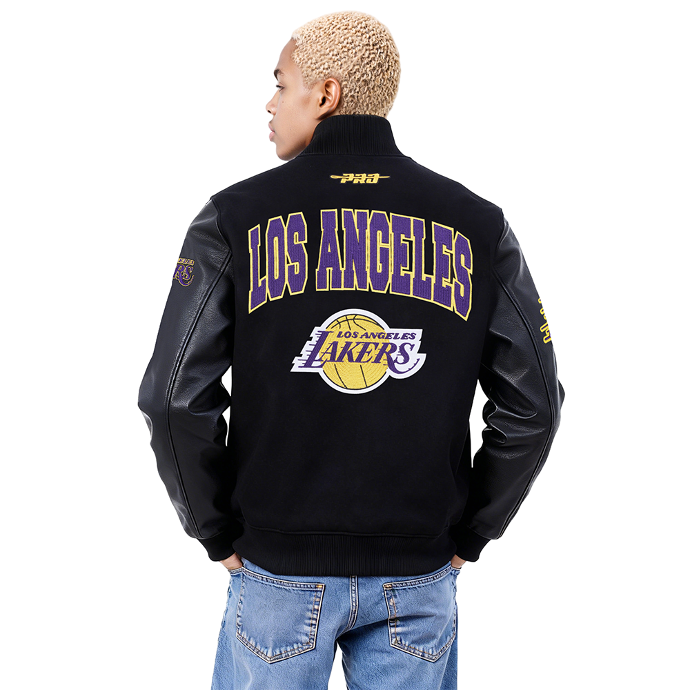 NBA LOS ANGELES LAKERS CITY ARCH MEN'S WOOL VARSITY JACKET (JET BLACK)