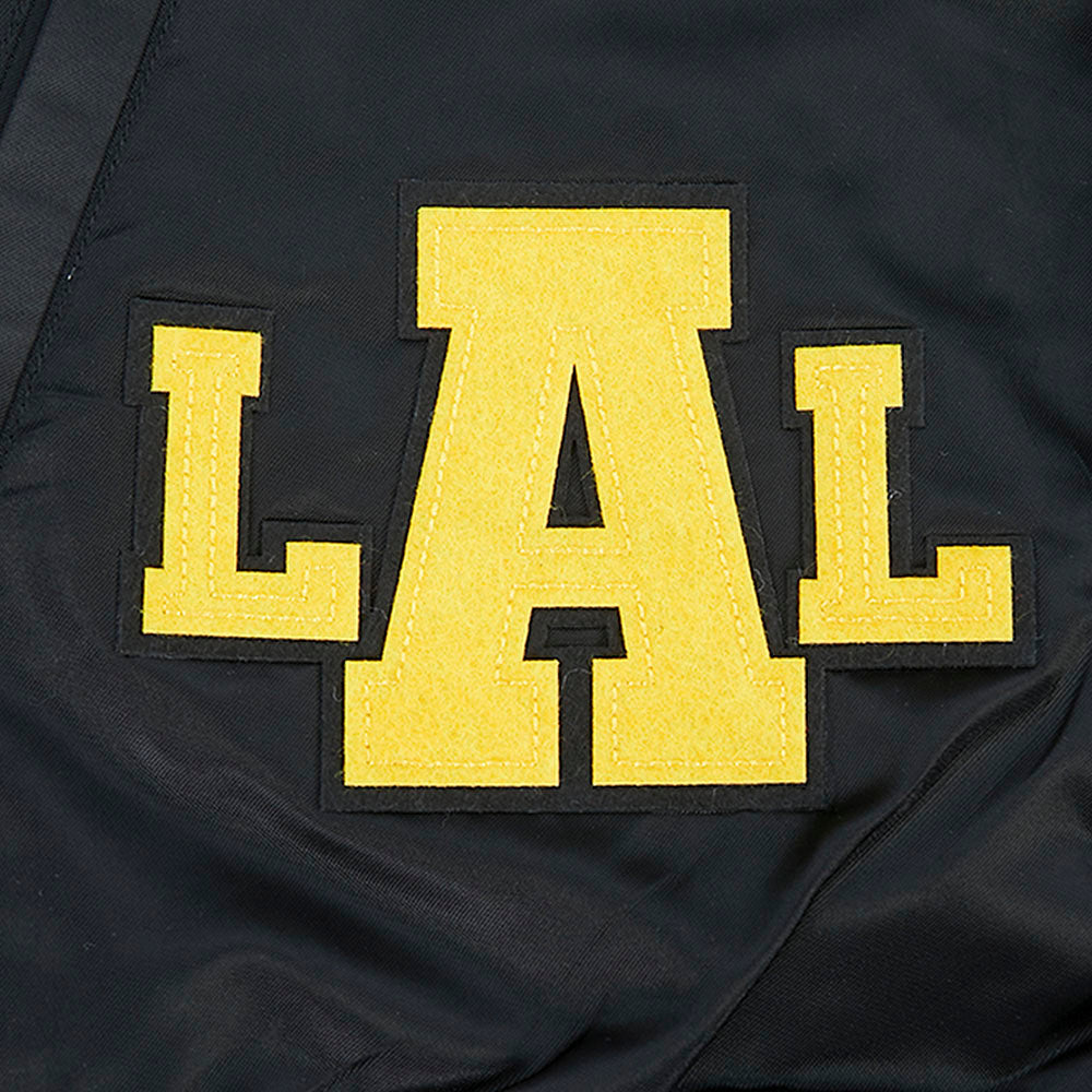 NBA LOS ANGELES LAKERS LETTERMAN BLOUSON EN SATIN POUR HOMME (NOIR)