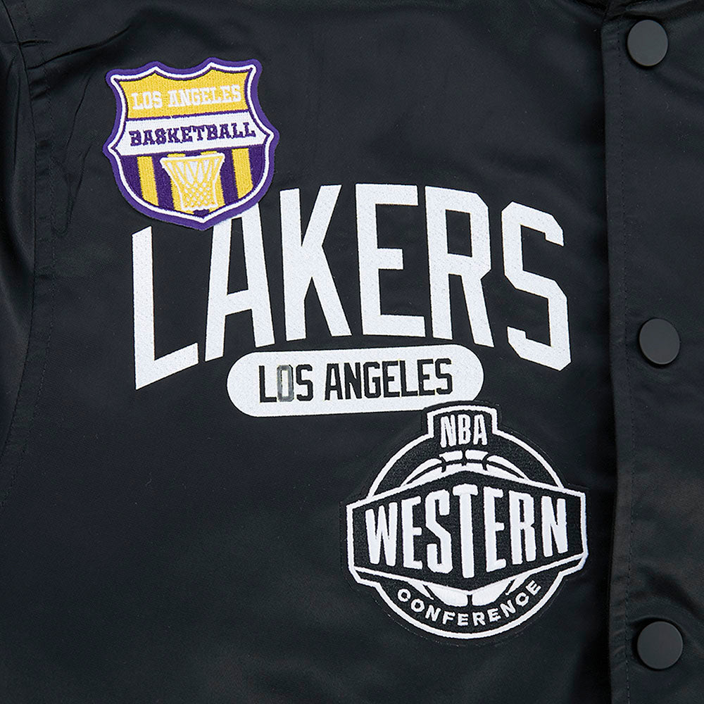 NBA LOS ANGELES LAKERS LETTERMAN BLOUSON EN SATIN POUR HOMME (NOIR)