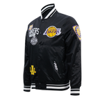 NBA LOS ANGELES LAKERS LETTERMAN BLOUSON EN SATIN POUR HOMME (NOIR)