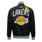 NBA LOS ANGELES LAKERS LETTERMAN BLOUSON EN SATIN POUR HOMME (NOIR)