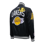 NBA LOS ANGELES LAKERS LETTERMAN BLOUSON EN SATIN POUR HOMME (NOIR)