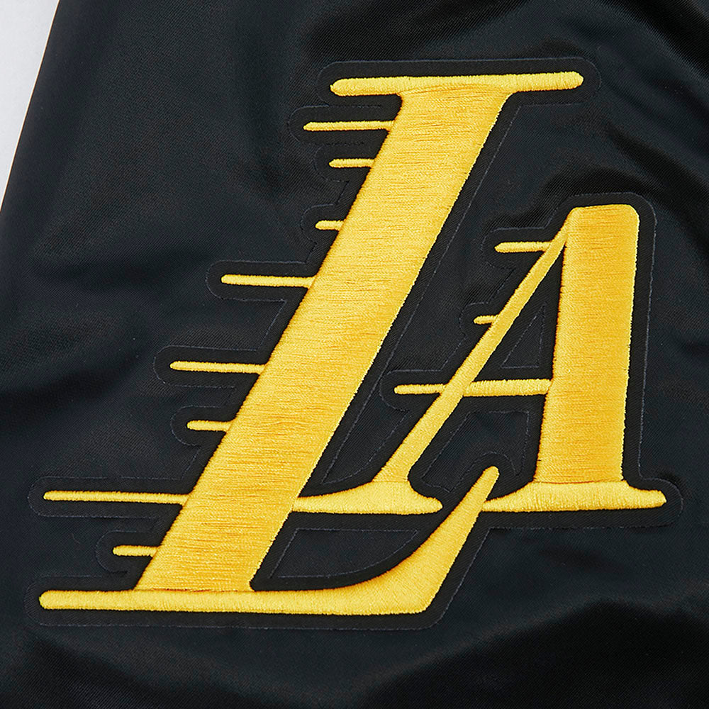 NBA LOS ANGELES LAKERS LETTERMAN BLOUSON EN SATIN POUR HOMME (NOIR)