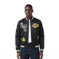 NBA LOS ANGELES LAKERS LETTERMAN BLOUSON EN SATIN POUR HOMME (NOIR)