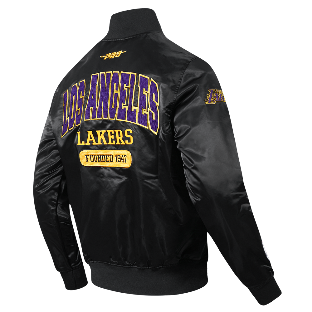 NBA LOS ANGELES LAKERS CITY ARCH MEN'S SATIN JACKET (BLACK)
