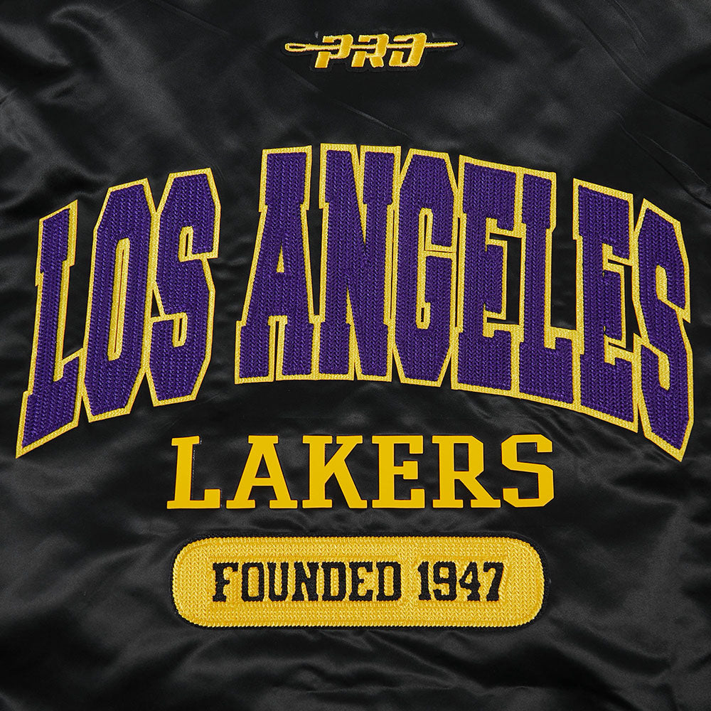 NBA LOS ANGELES LAKERS CITY ARCH MEN'S SATIN JACKET (BLACK)