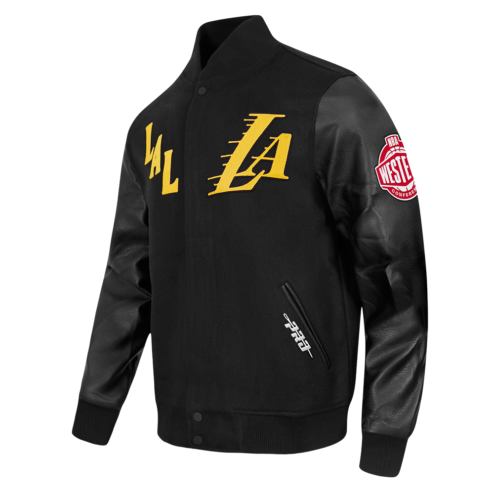 NBA LOS ANGELES LAKERS FIRST TEAM BLOUSON COLLÉGIAL POUR HOMME (NOIR DE JAIS)
