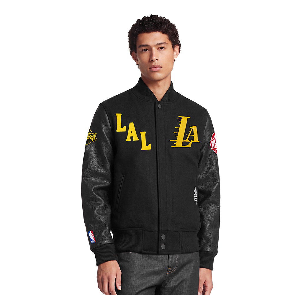 NBA LOS ANGELES LAKERS FIRST TEAM BLOUSON COLLÉGIAL POUR HOMME (NOIR DE JAIS)