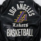 NBA LOS ANGELES LAKERS MODERN ORIGINALS MEN'S LEATHER VARSITY JACKET (JET BLACK)