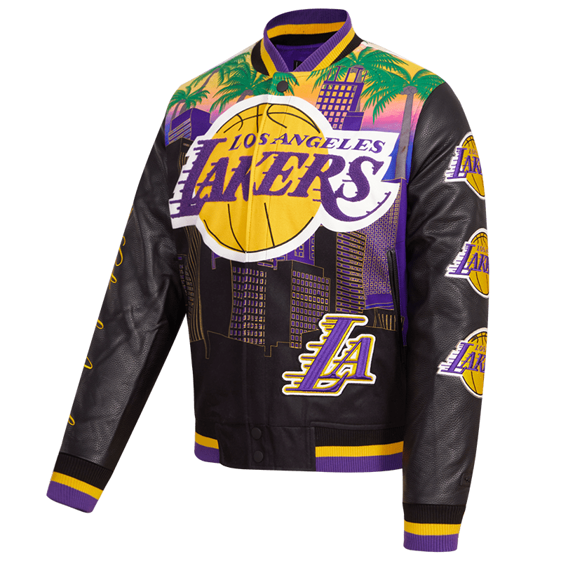 NBA LOS ANGELES LAKERS REMIX MEN'S VARSITY JACKET (BLACK)