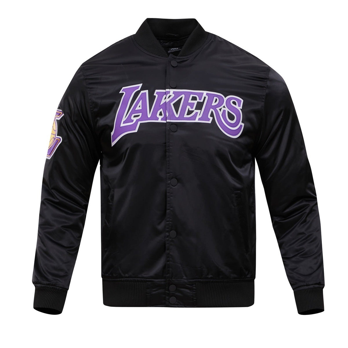 NBA LOS ANGELES LAKERS BLOUSON EN SATIN À GRAND LOGO POUR HOMME (NOIR)