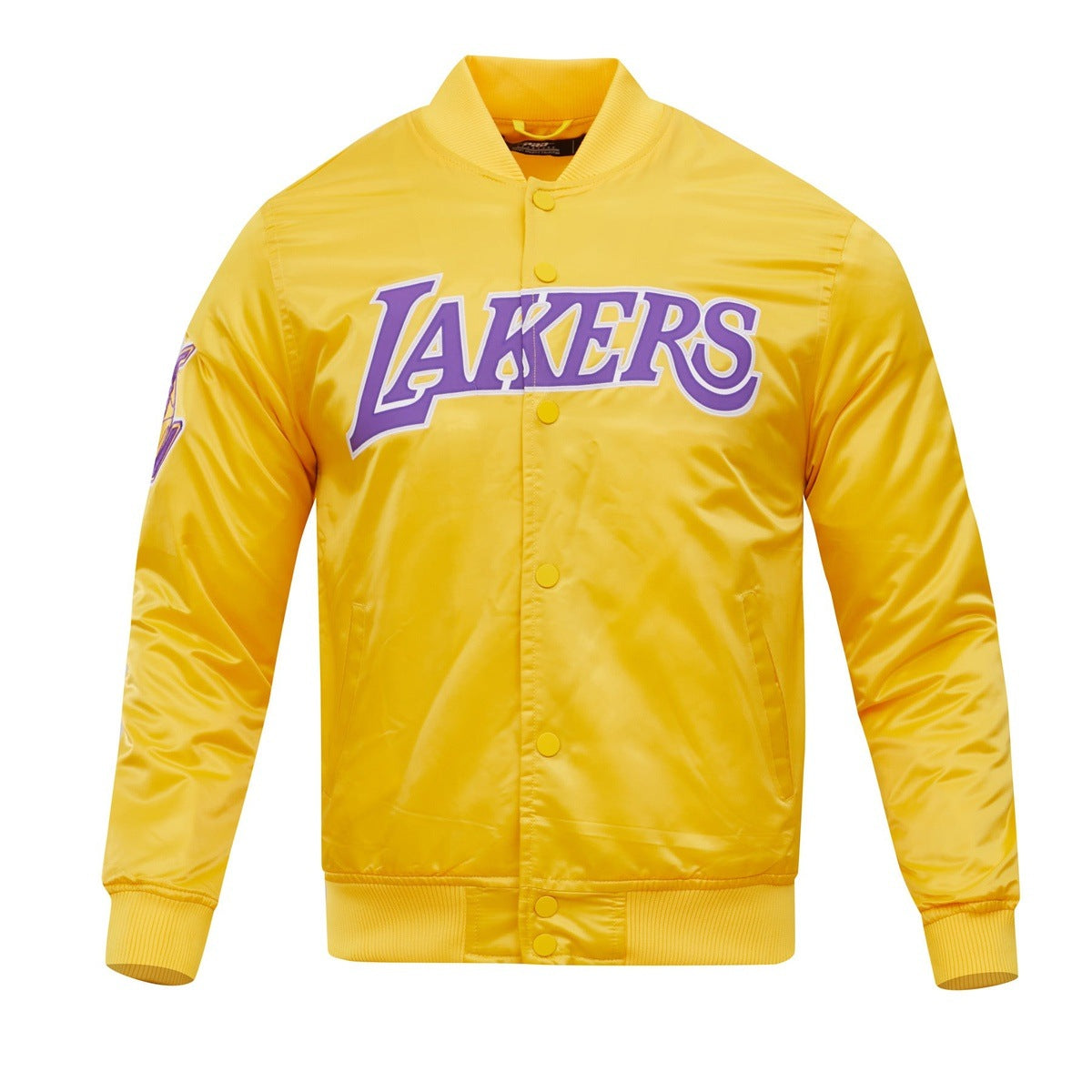 NBA LOS ANGELES LAKERS BLOUSON EN SATIN À GRAND LOGO POUR HOMME (JAUNE)