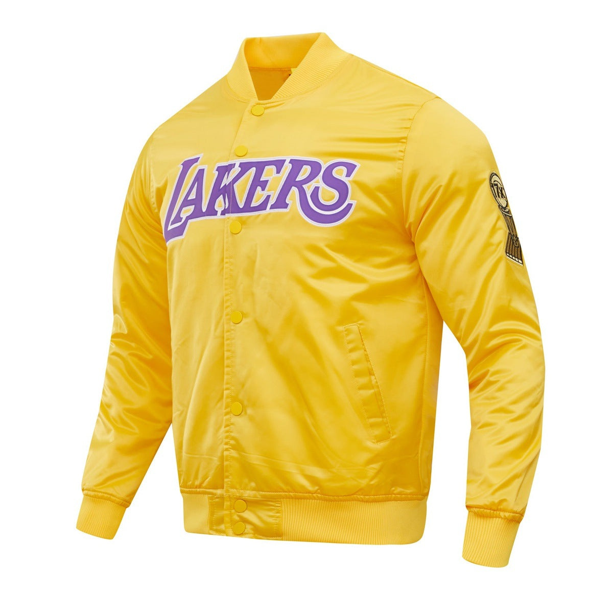 NBA LOS ANGELES LAKERS BLOUSON EN SATIN À GRAND LOGO POUR HOMME (JAUNE)