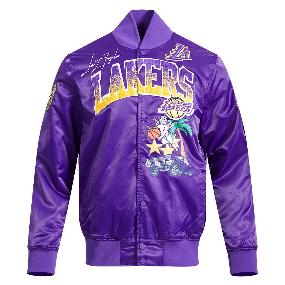 NBA LOS ANGELES LAKERS GRADIENT BLOUSON EN SATIN À LOGO POUR HOMME (VIOLET)