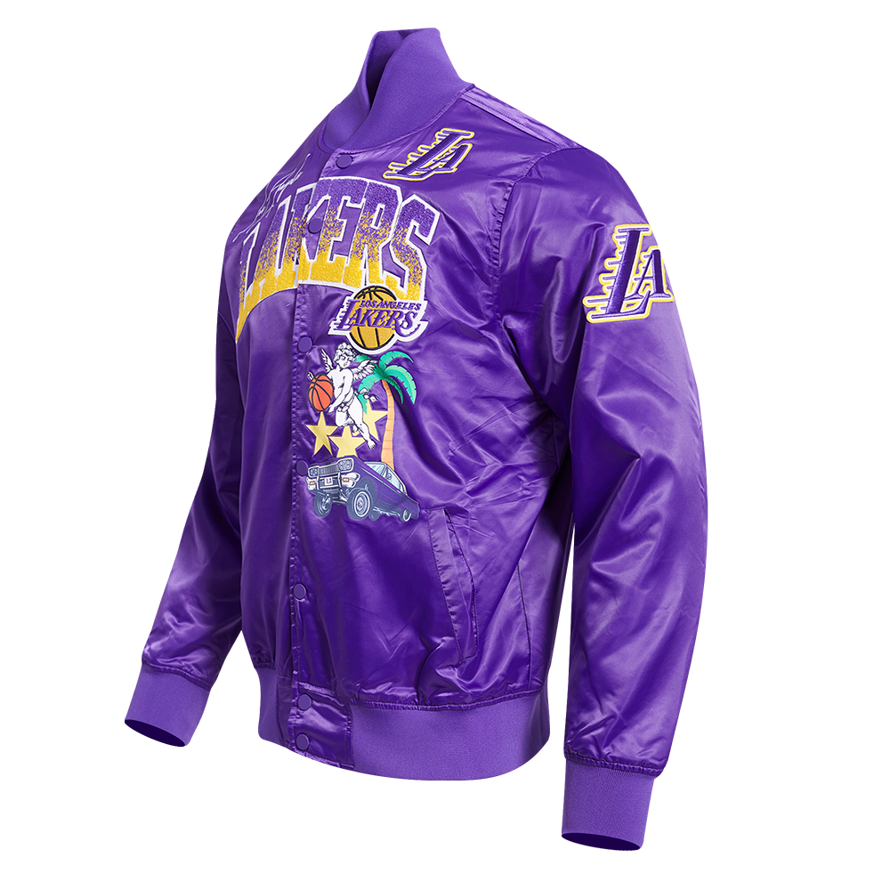 NBA LOS ANGELES LAKERS GRADIENT LOGO MEN'S SATIN JACKET (PURPLE)
