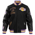 NBA LOS ANGELES LAKERS RETRO CLASSIC MEN'S RIB WOOL VARSITY JACKET (BLACK/PURPLE/YELLOW)