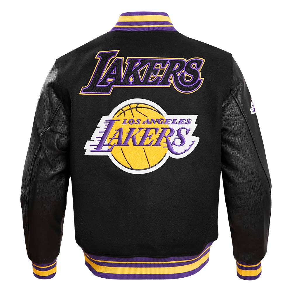 NBA LOS ANGELES LAKERS RETRO CLASSIC MEN'S RIB WOOL VARSITY JACKET (BLACK/PURPLE/YELLOW)