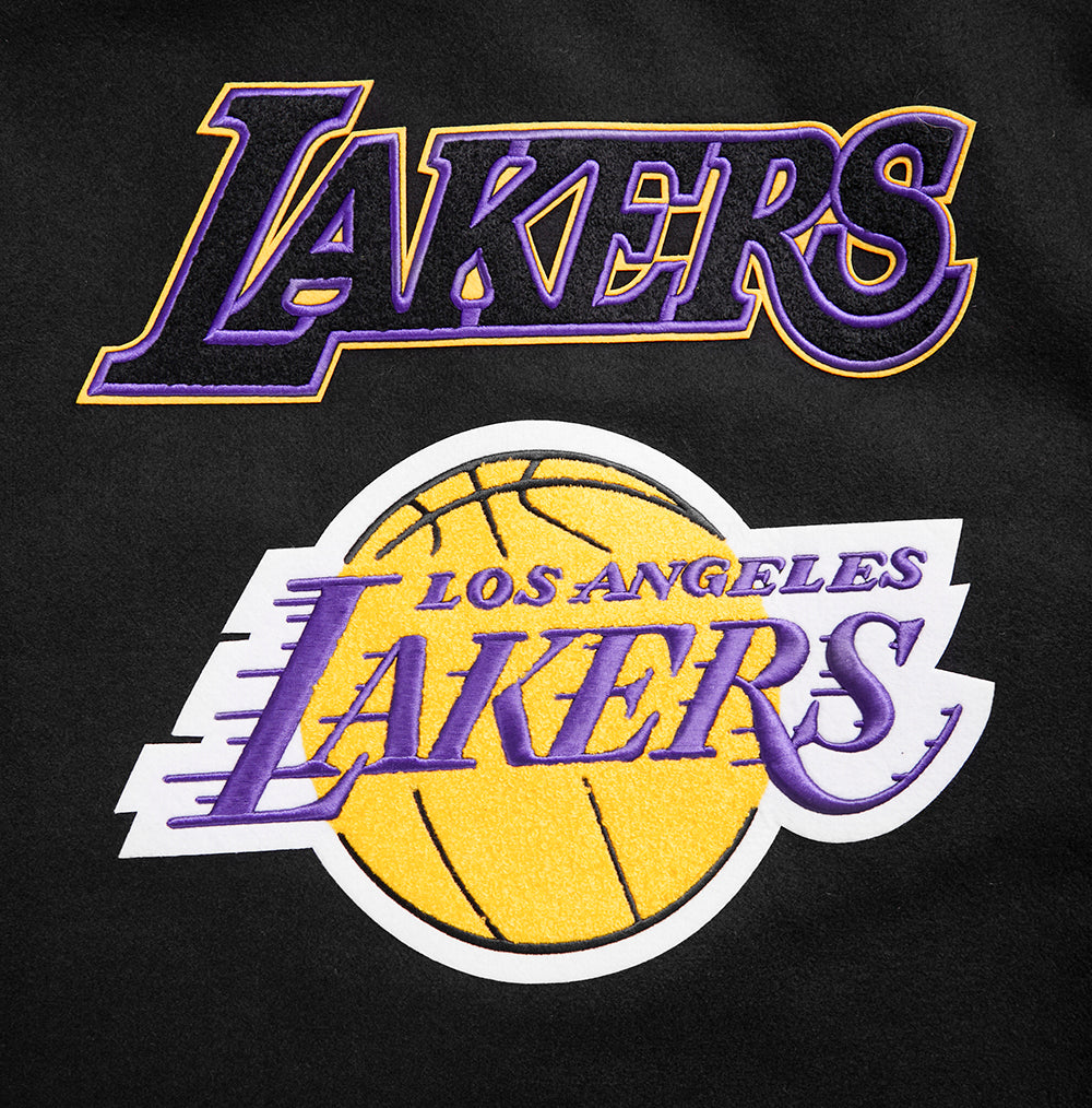 NBA LOS ANGELES LAKERS RETRO CLASSIC MEN'S RIB WOOL VARSITY JACKET (BLACK/PURPLE/YELLOW)