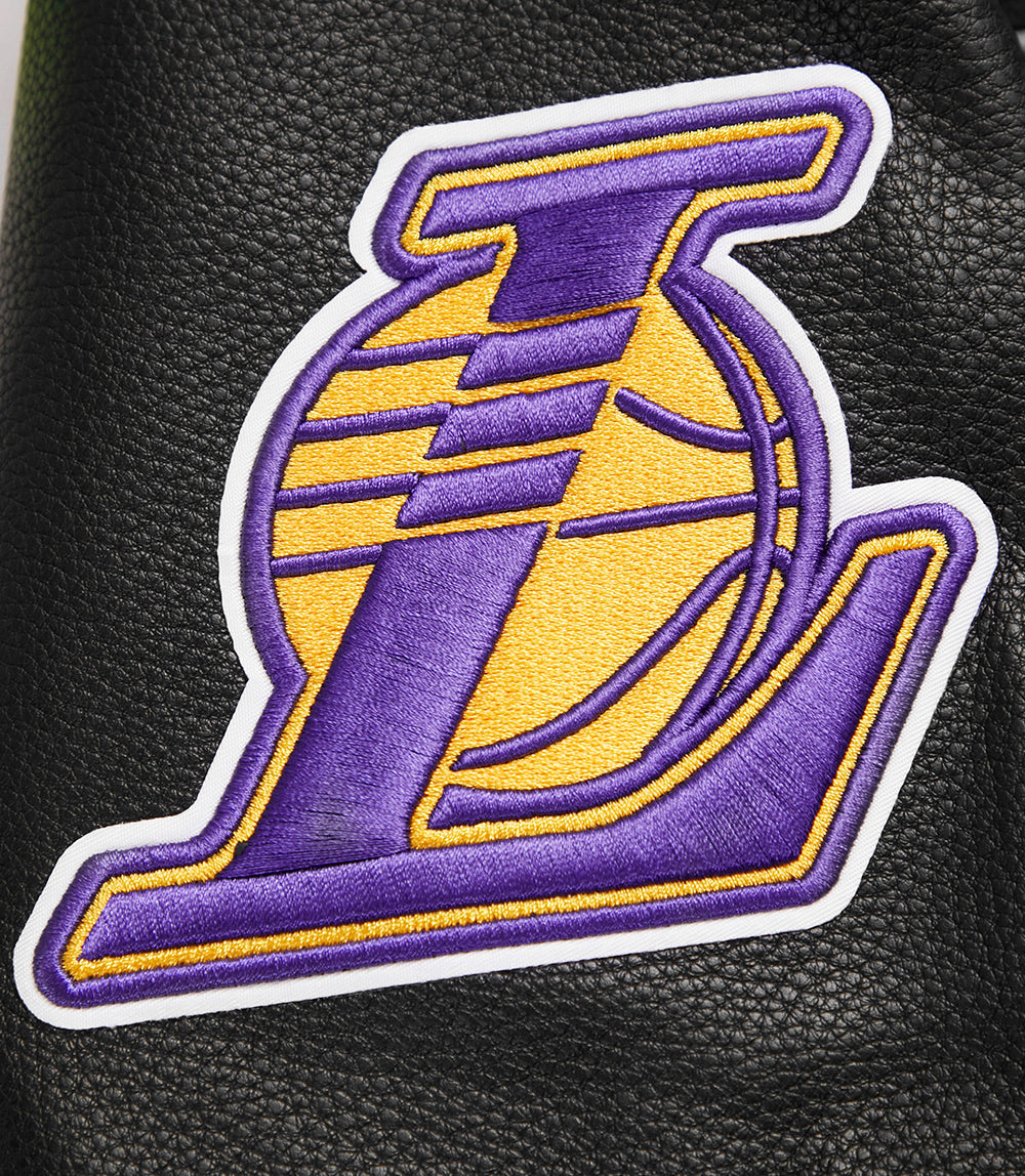 NBA LOS ANGELES LAKERS RETRO CLASSIC MEN'S RIB WOOL VARSITY JACKET (BLACK/PURPLE/YELLOW)