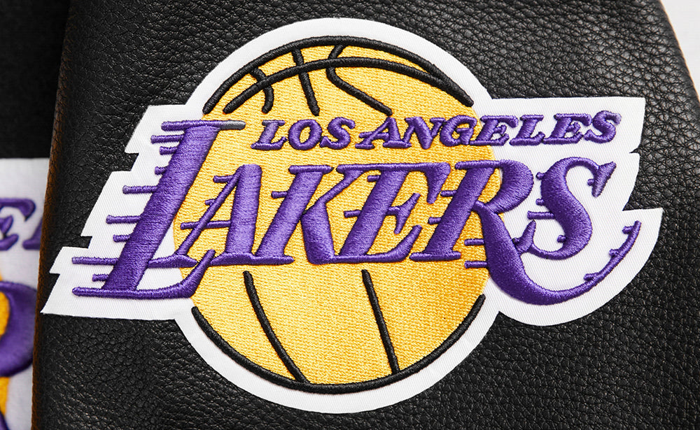 NBA LOS ANGELES LAKERS RETRO CLASSIC MEN'S RIB WOOL VARSITY JACKET (BLACK/PURPLE/YELLOW)