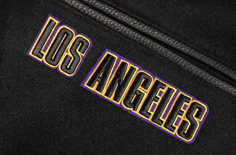 NBA LOS ANGELES LAKERS RETRO CLASSIC MEN'S RIB WOOL VARSITY JACKET (BLACK/PURPLE/YELLOW)