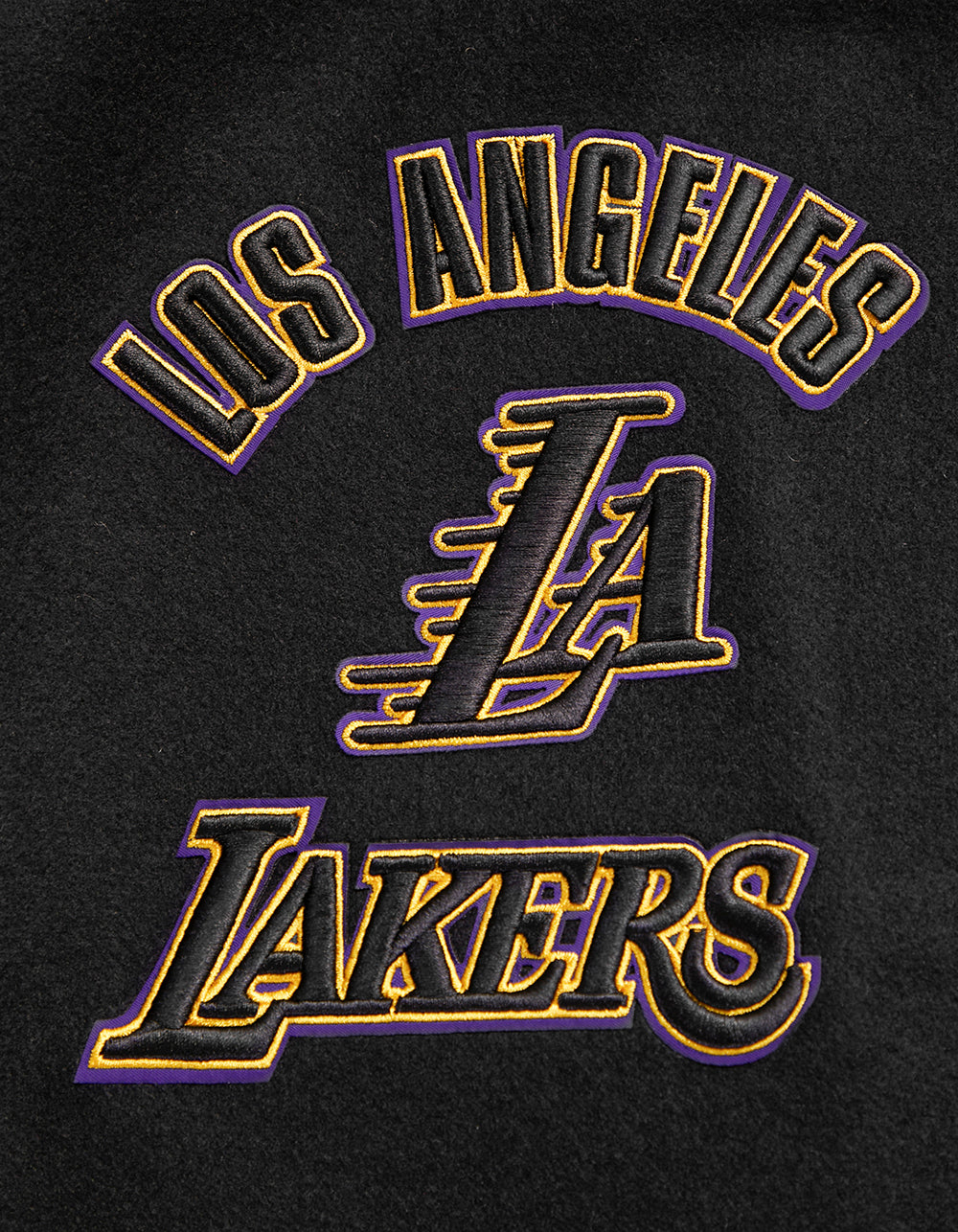 NBA LOS ANGELES LAKERS RETRO CLASSIC MEN'S RIB WOOL VARSITY JACKET (BLACK/PURPLE/YELLOW)
