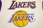 NBA LOS ANGELES LAKERS RETRO CLASSIC BLOUSON COLLÉGIAL EN LAINE À BORDS CÔTELÉS POUR HOMME (COQUILLE D'ŒUF/VIOLET)