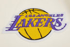NBA LOS ANGELES LAKERS RETRO CLASSIC BLOUSON COLLÉGIAL EN LAINE À BORDS CÔTELÉS POUR HOMME (COQUILLE D'ŒUF/VIOLET)