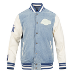 NBA LOS ANGELES LAKERS VARSITY BLUES MEN'S DENIM VARSITY JACKET (DENIM/LINEN)