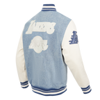 NBA LOS ANGELES LAKERS VARSITY BLUES MEN'S DENIM VARSITY JACKET (DENIM/LINEN)