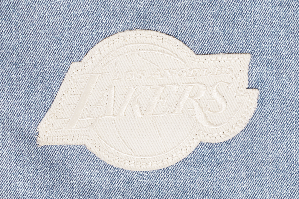 NBA LOS ANGELES LAKERS VARSITY BLUES MEN'S DENIM VARSITY JACKET (DENIM/LINEN)