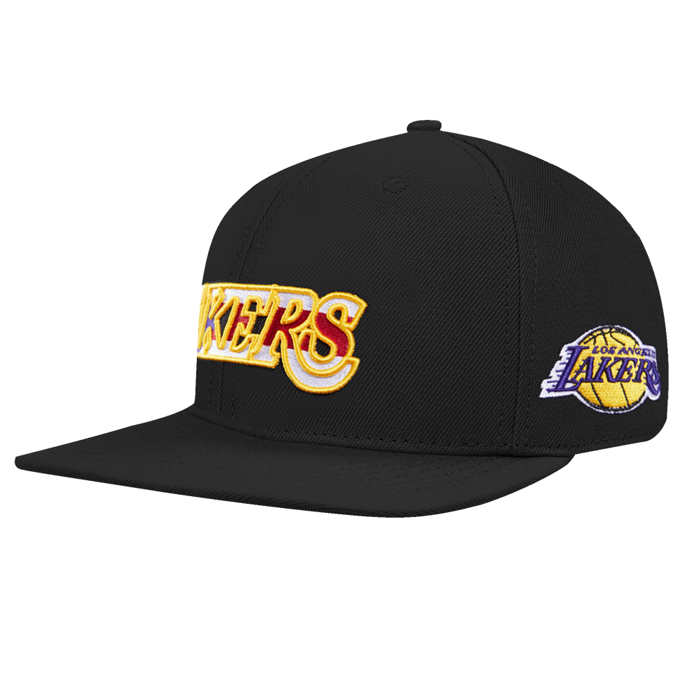 NBA LOS ANGELES LAKERS PUERTO RICO WORDMARK WOOL UNISEX SNAPBACK HAT (BLACK)