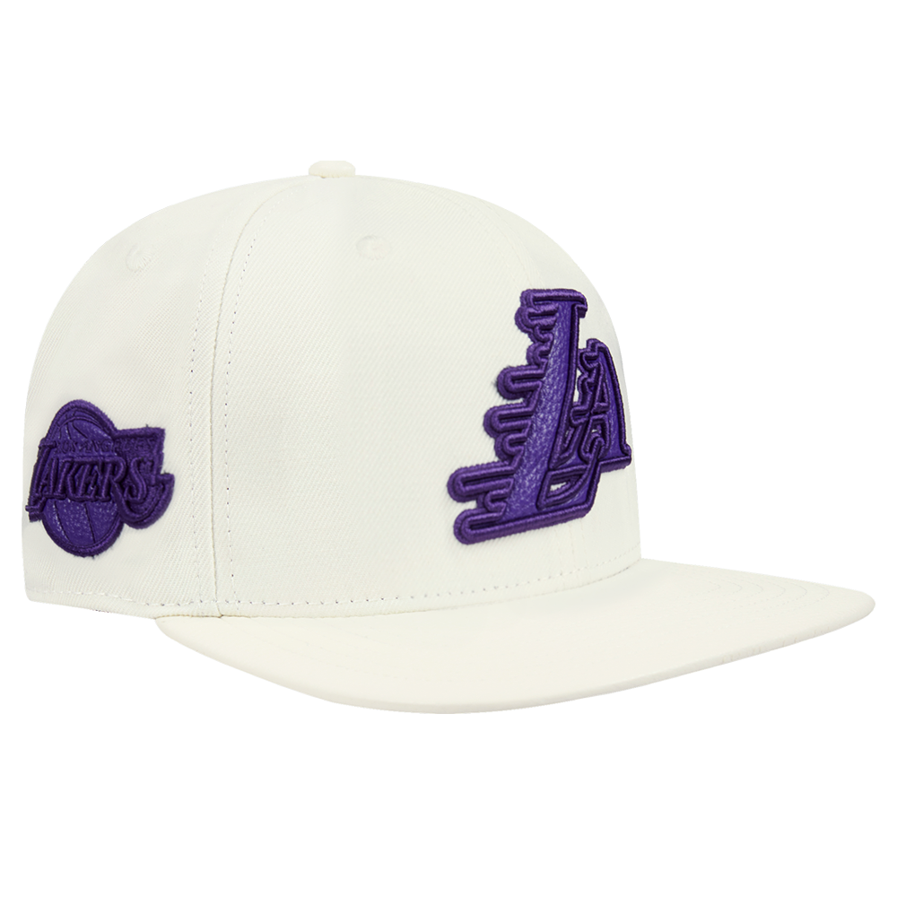 NBA LOS ANGELES LAKERS TRIPLE TONAL WOOL SNAPBACK HAT (EGGSHELL)