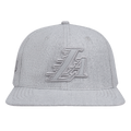 NBA LOS ANGELES LAKERS TRIPLE TONAL WOOL SNAPBACK HAT (HEATHER GREY)