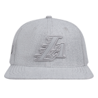 NBA LOS ANGELES LAKERS TRIPLE TONAL WOOL SNAPBACK HAT (HEATHER GREY)