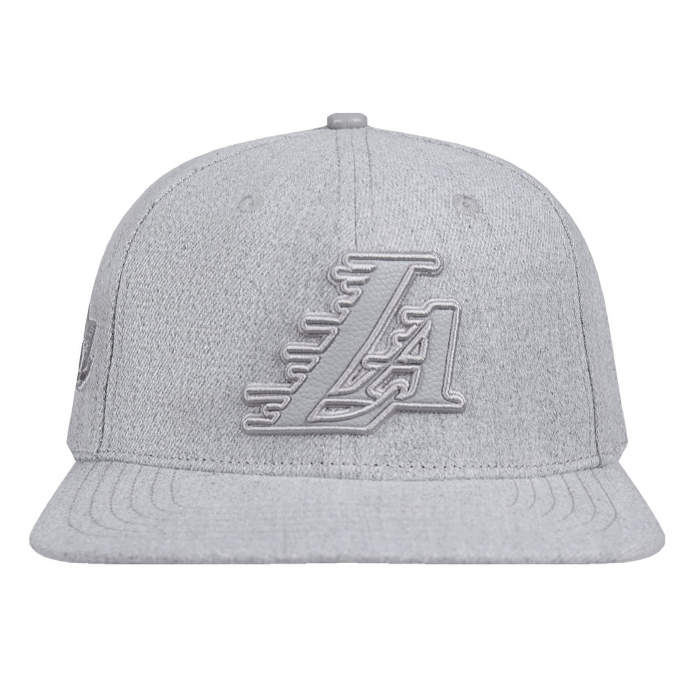 NBA LOS ANGELES LAKERS TRIPLE TONAL WOOL SNAPBACK HAT (HEATHER GREY)
