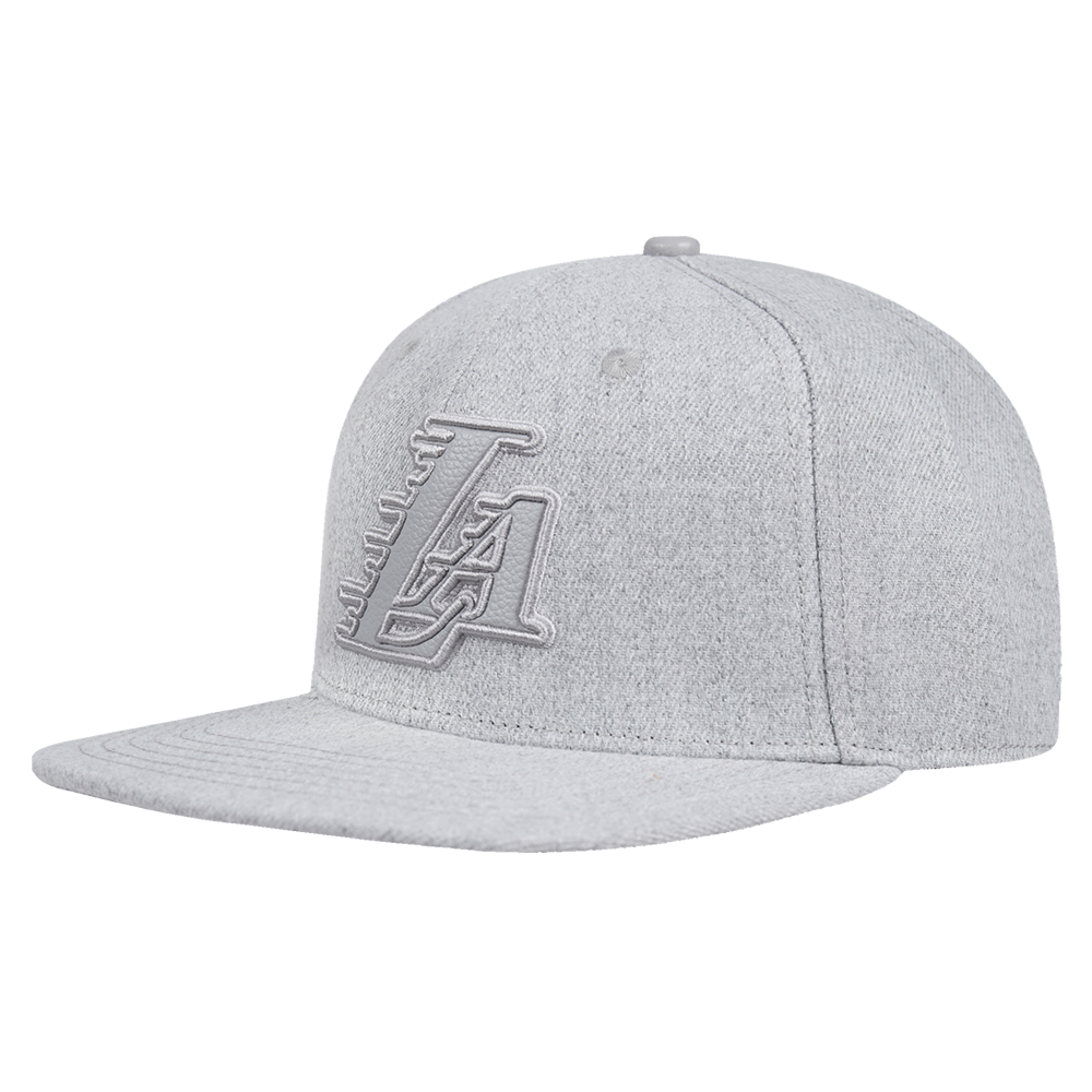 NBA LOS ANGELES LAKERS TRIPLE TONAL WOOL SNAPBACK HAT (HEATHER GREY)