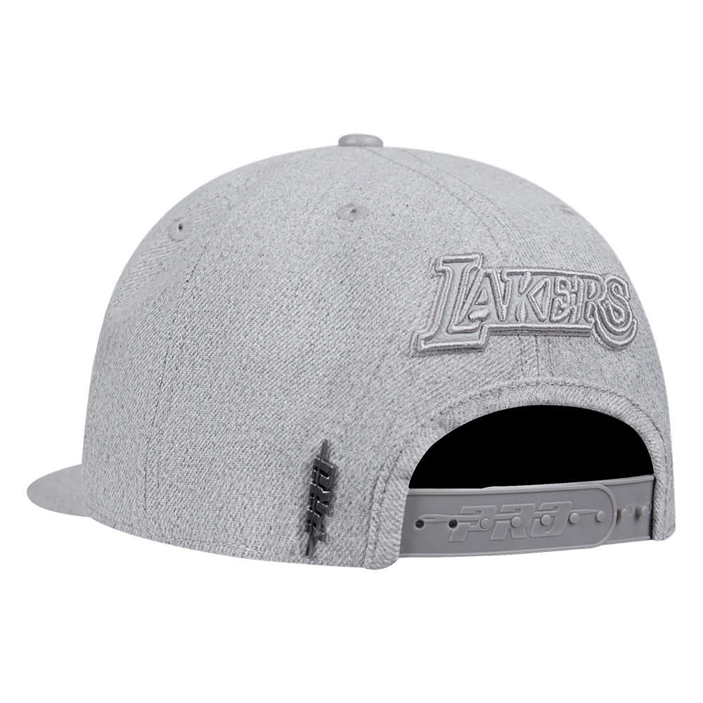 NBA LOS ANGELES LAKERS TRIPLE TONAL WOOL SNAPBACK HAT (HEATHER GREY)