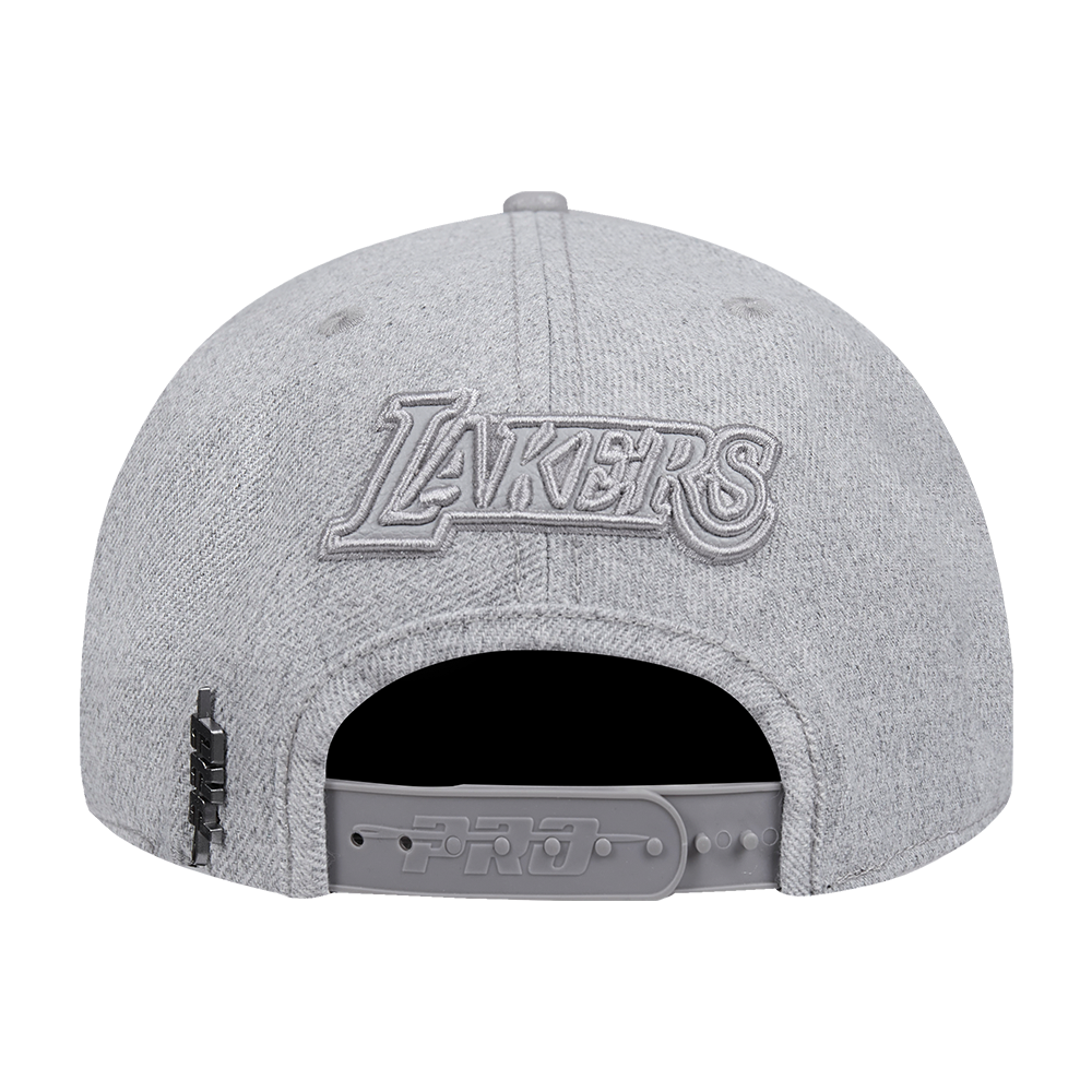 NBA LOS ANGELES LAKERS TRIPLE TONAL WOOL SNAPBACK HAT (HEATHER GREY)