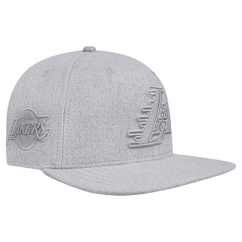 NBA LOS ANGELES LAKERS TRIPLE TONAL WOOL SNAPBACK HAT (HEATHER GREY)