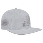 NBA LOS ANGELES LAKERS TRIPLE TONAL WOOL SNAPBACK HAT (HEATHER GREY)