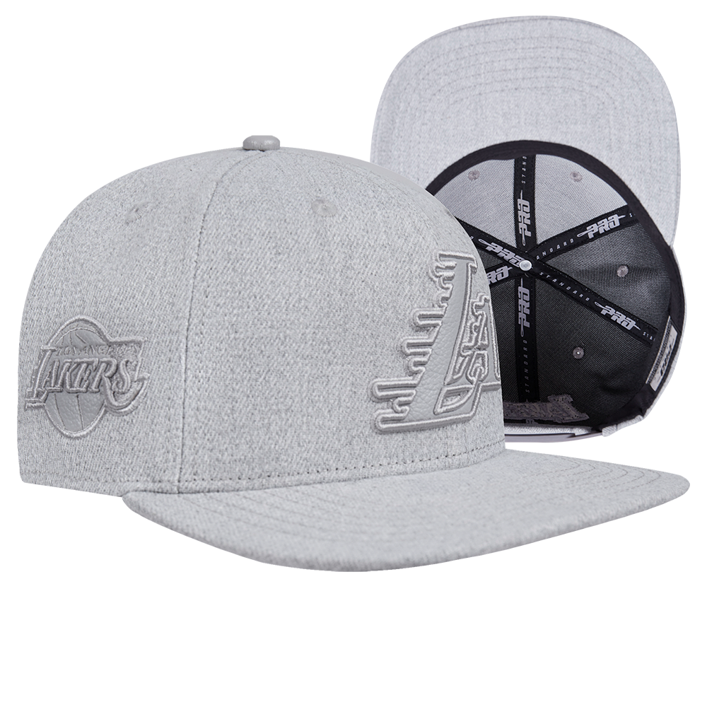 NBA LOS ANGELES LAKERS TRIPLE TONAL WOOL SNAPBACK HAT (HEATHER GREY)