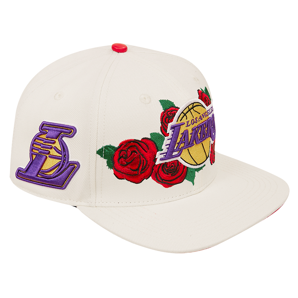 NBA LOS ANGELES LAKERS ROSES WOOL UNISEX SNAPBACK HAT (EGGSHELL)