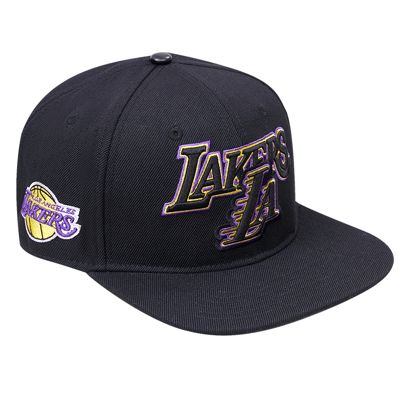 NBA LOS ANGELES LAKERS RETRO CLASSIC UNISEX LOGO WOOL SNAPBACK HAT (BLACK)